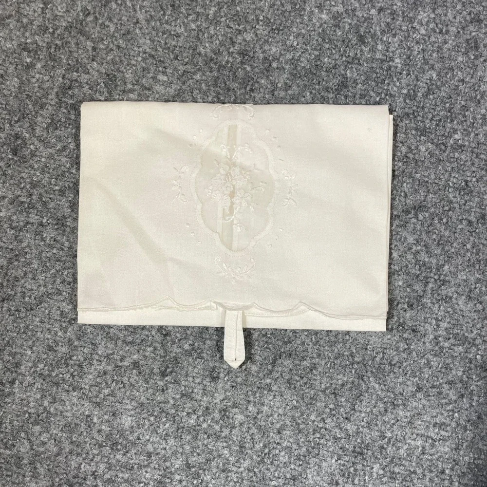 Handarbeit Antique Guest Towel White Floral Embroidered Linen Vintage Victorian